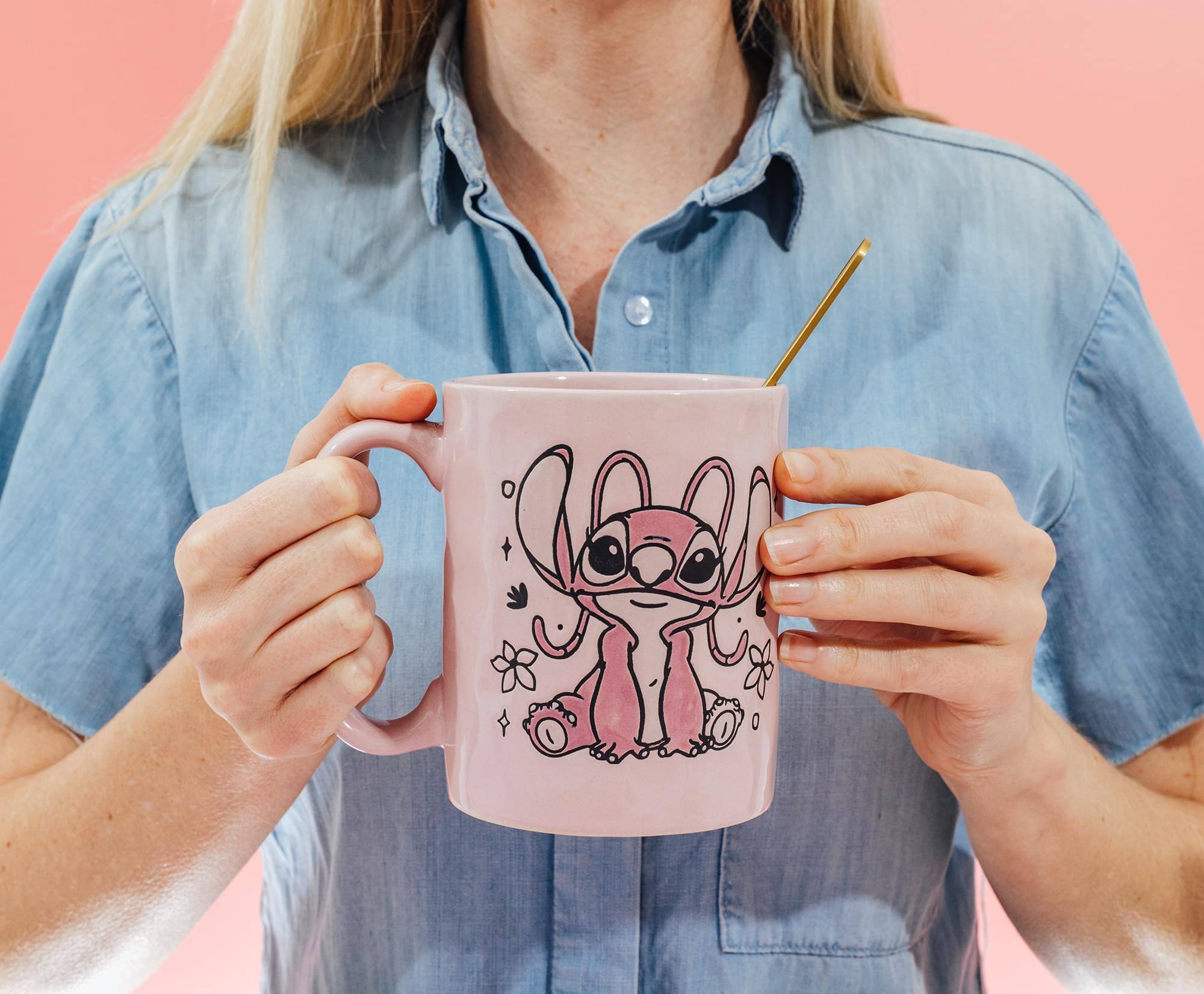 Alt View 5. Silver Buffalo - Disney Lilo & Stitch Angel Floral Ceramic Pottery Mug | Holds 17 Ounces - Multi-Colored.