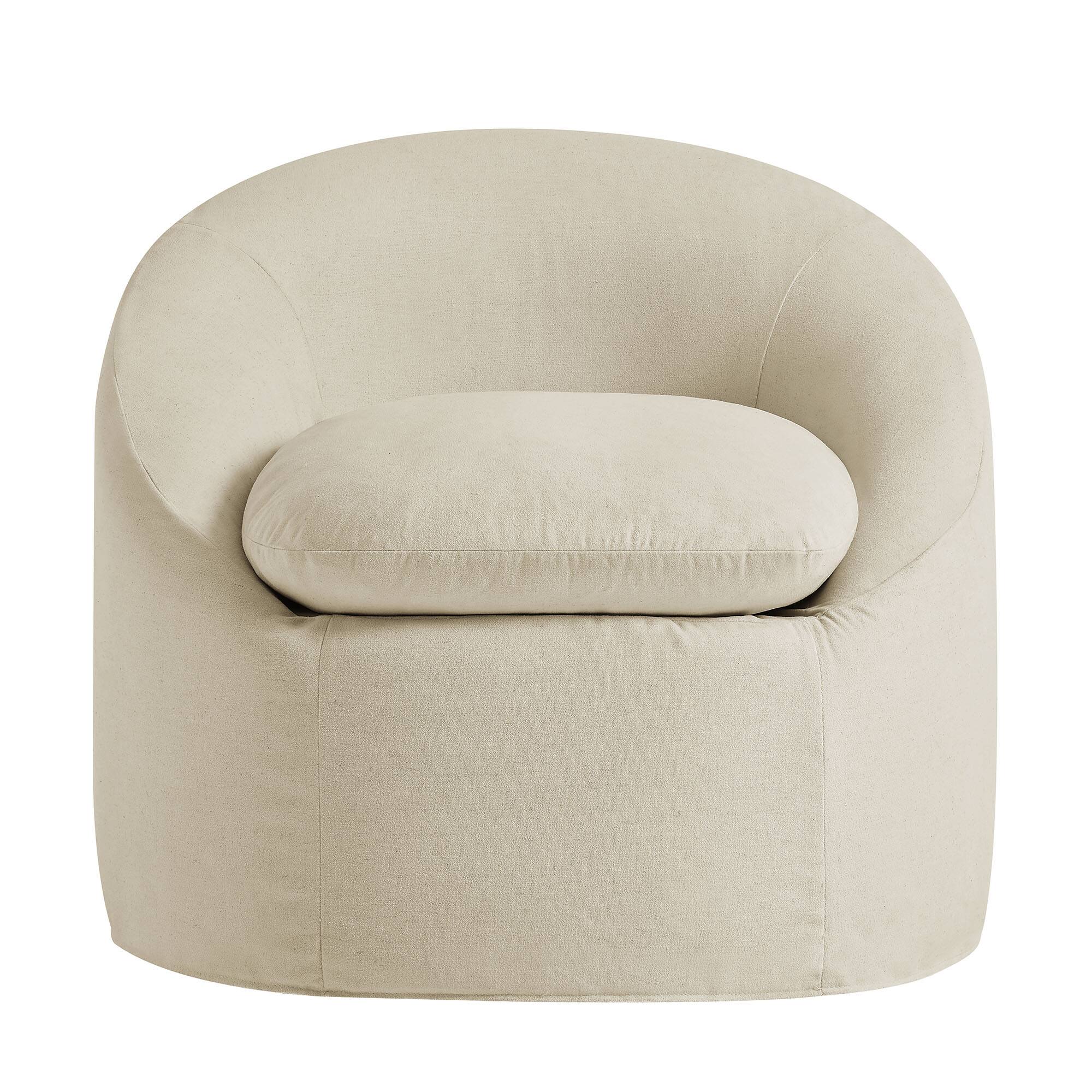 Alt View 4. Modway - Sadie Slipcovered Linen-Blend Round Accent Chair by Modway - Linen.