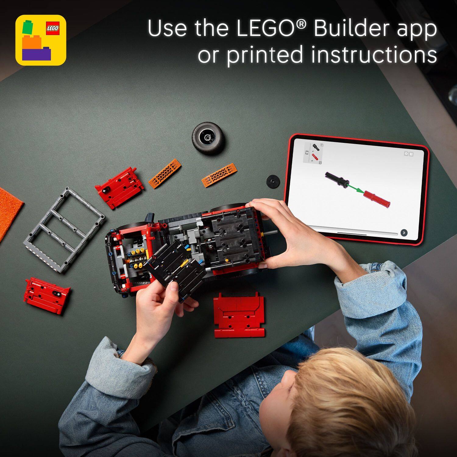 Use the LEGO Builder app or printed instructions