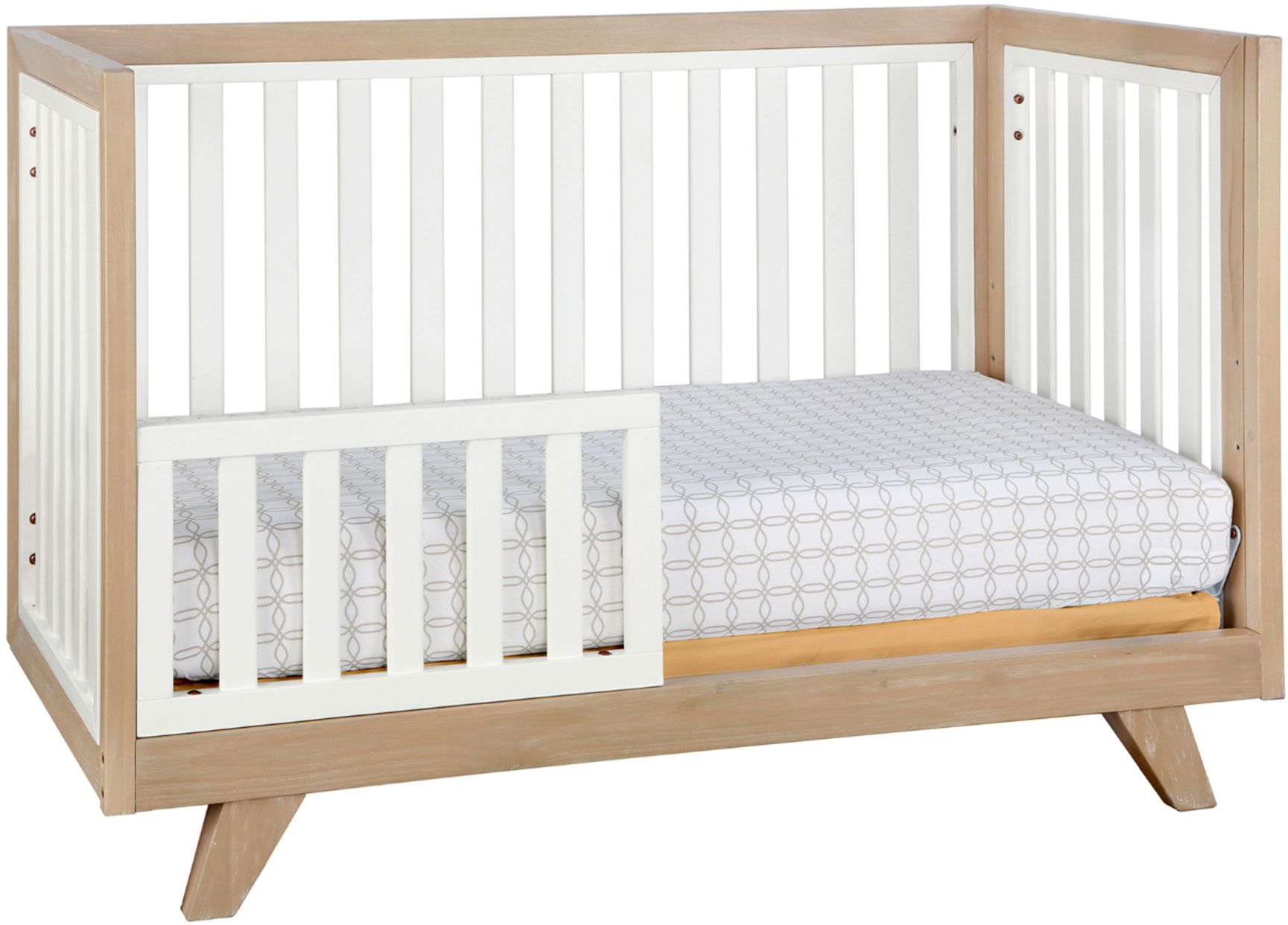 Left View: Second Story Home Wooster 3-in-1 Convertible Crib, Almond