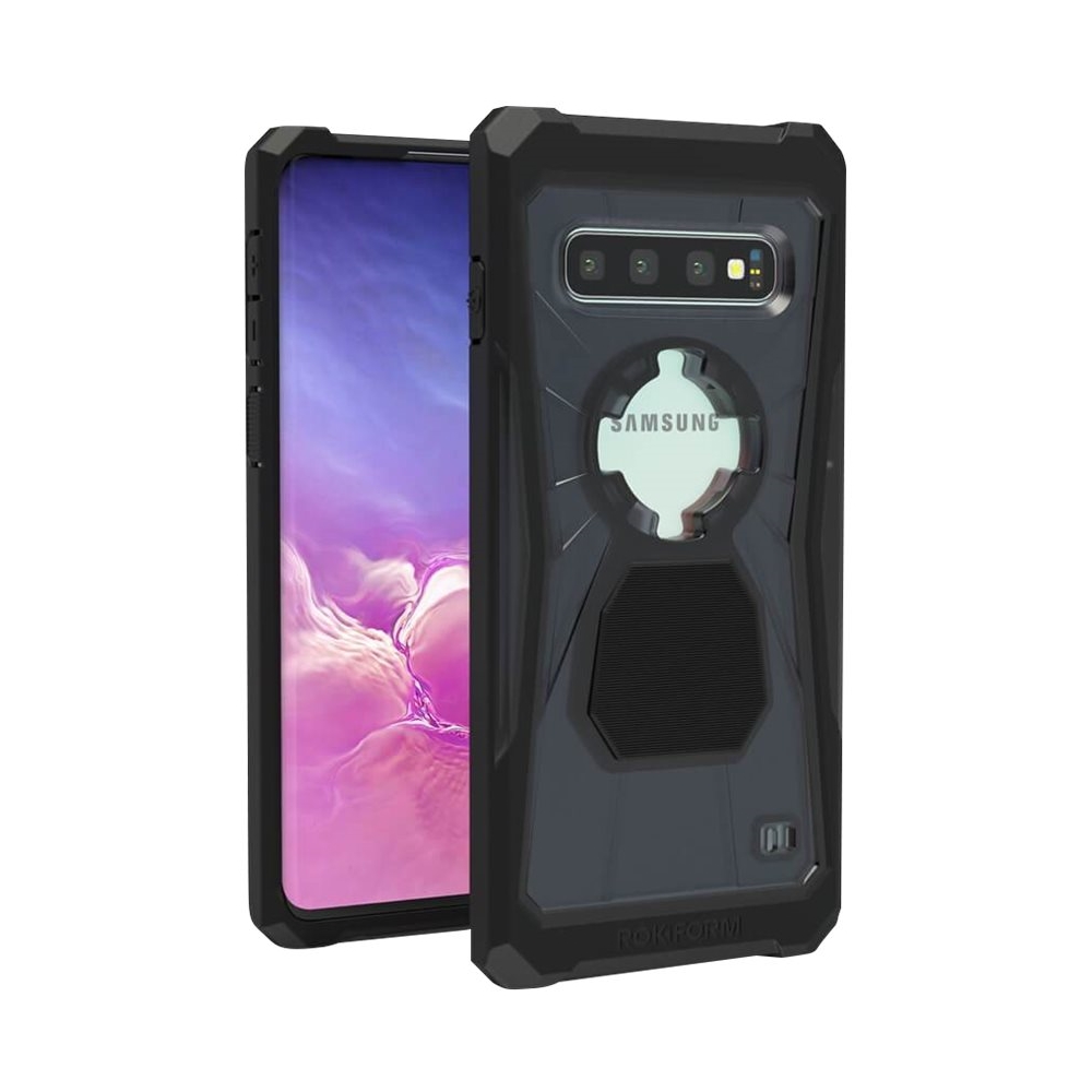 Angle View: Rokform - Rugged S Case for Samsung Galaxy S10 - Clear With Black Edges