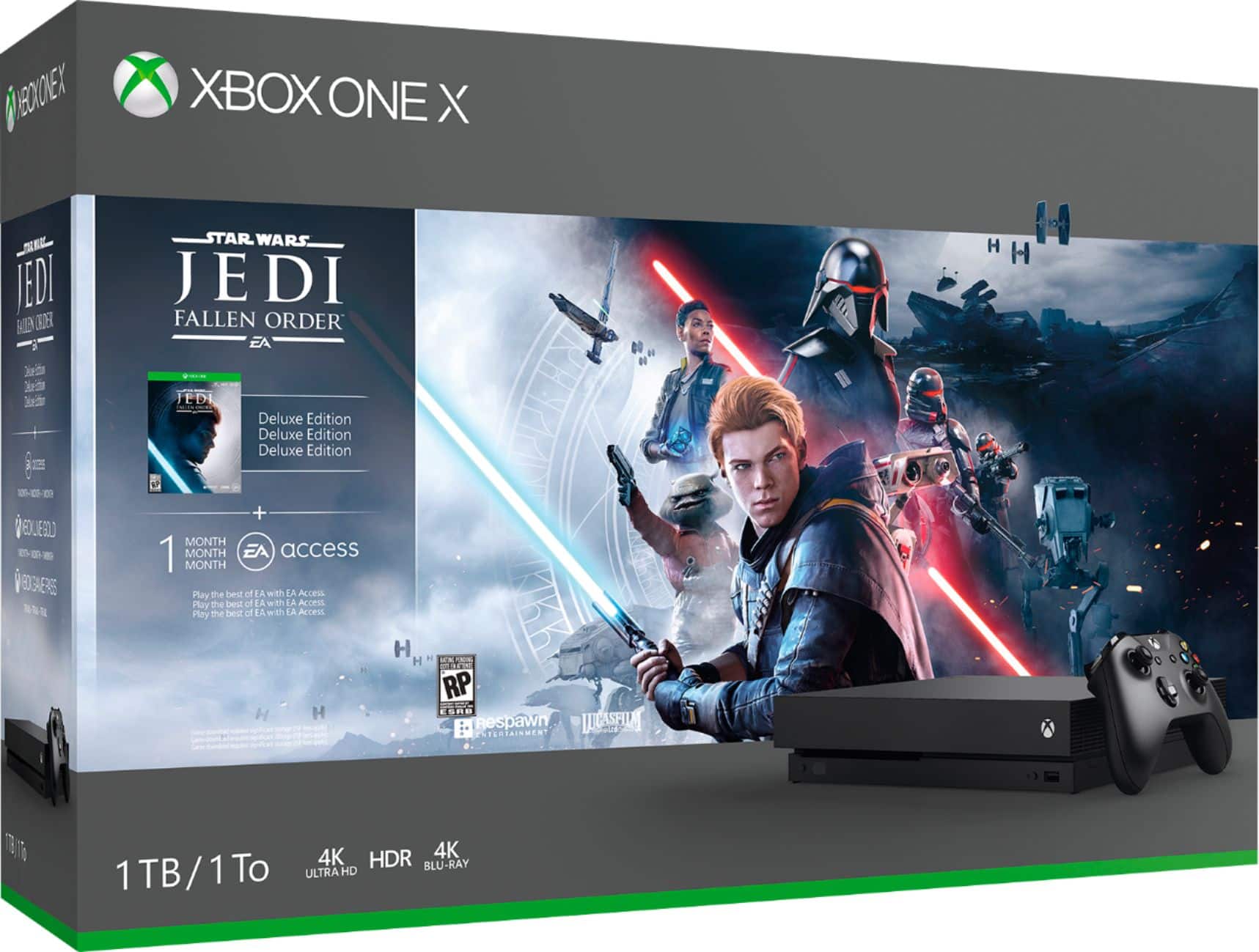 Alt View 11. Microsoft - Xbox One X 1TB Star Wars Jedi: Fallen Order Deluxe Edition Console Bundle - Black.