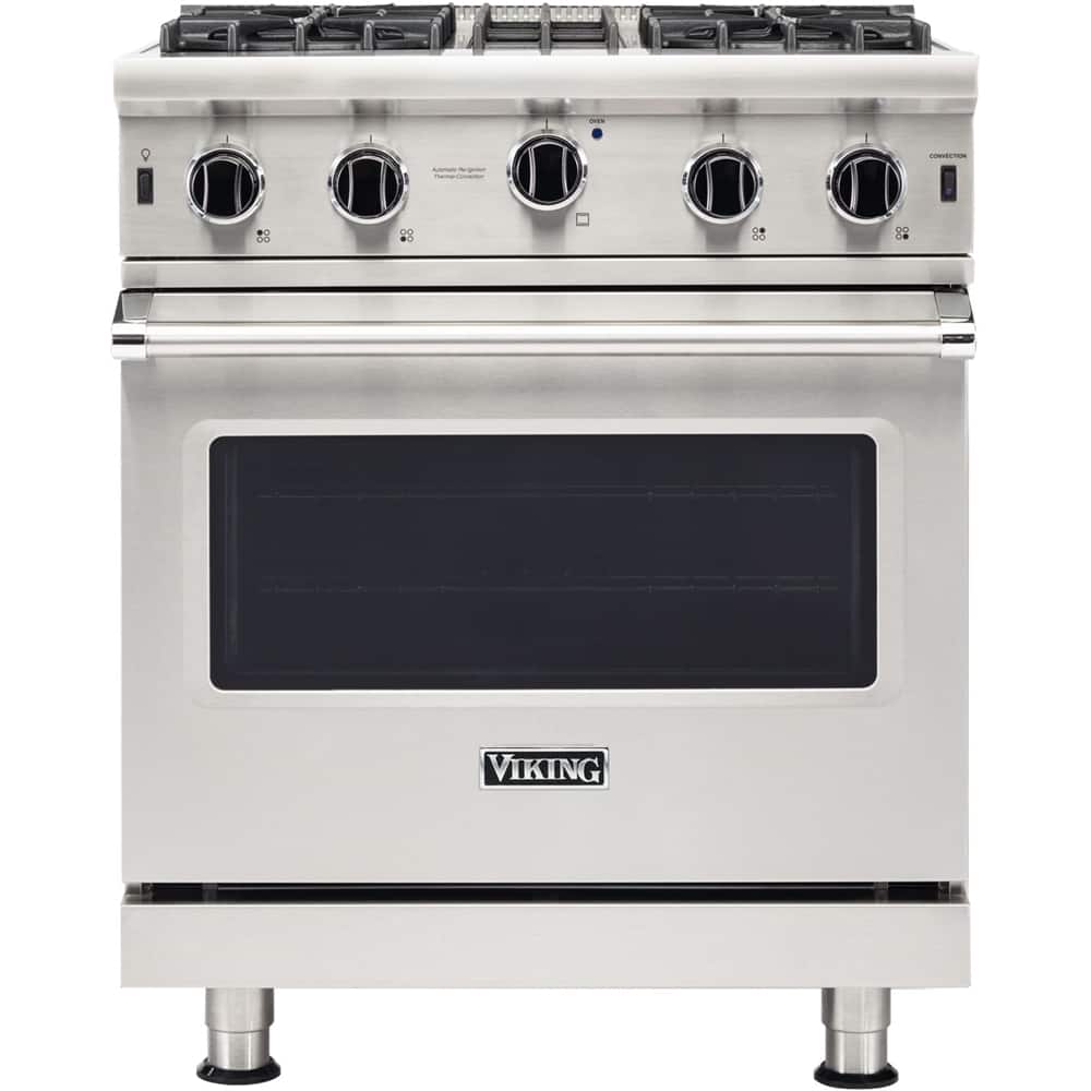 Front. Viking - Professional 5 Series 4.0 Cu. Ft. Freestanding LP Gas Convection Range - Stainless Steel.