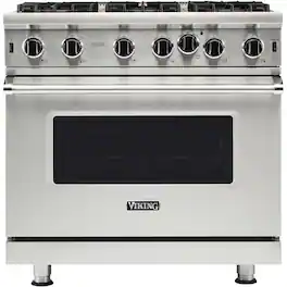 Viking - Professional 5 Series 5.1 Cu. Ft. Freestanding LP Gas Convection Range - Stainless Steel