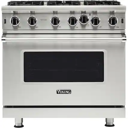 Front. Viking - Professional 5 Series 5.1 Cu. Ft. Freestanding LP Gas Convection Range - Stainless Steel.