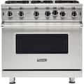 Viking - 36 in. Wide 6 Burner Professional 5 Series 5.1 Cu. Ft. Freestanding Gas Convection Range - Stainless Steel