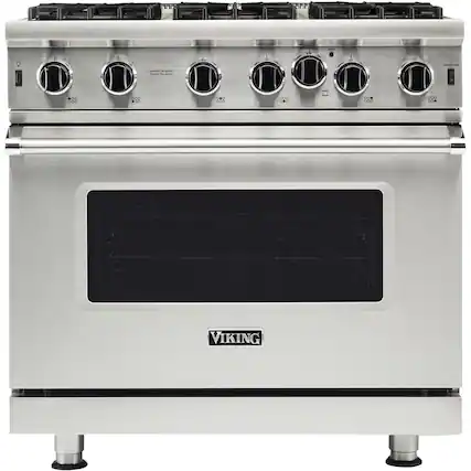 Front. Viking - Professional 5 Series 5.1 Cu. Ft. Freestanding Gas Convection Range - Stainless steel.
