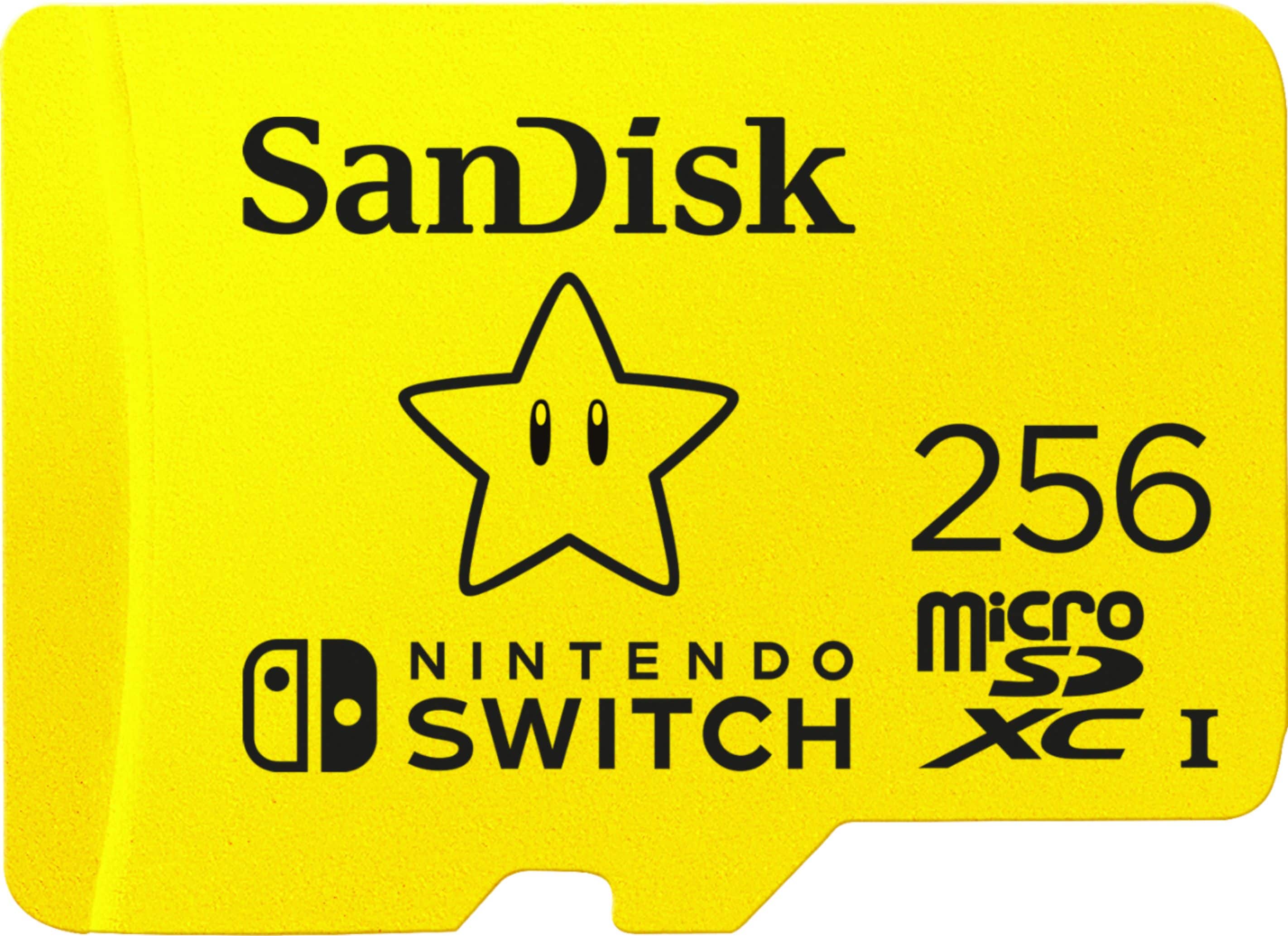 Front. SanDisk - 256GB microSDXC UHS-I Memory Card for Nintendo Switch - Yellow.