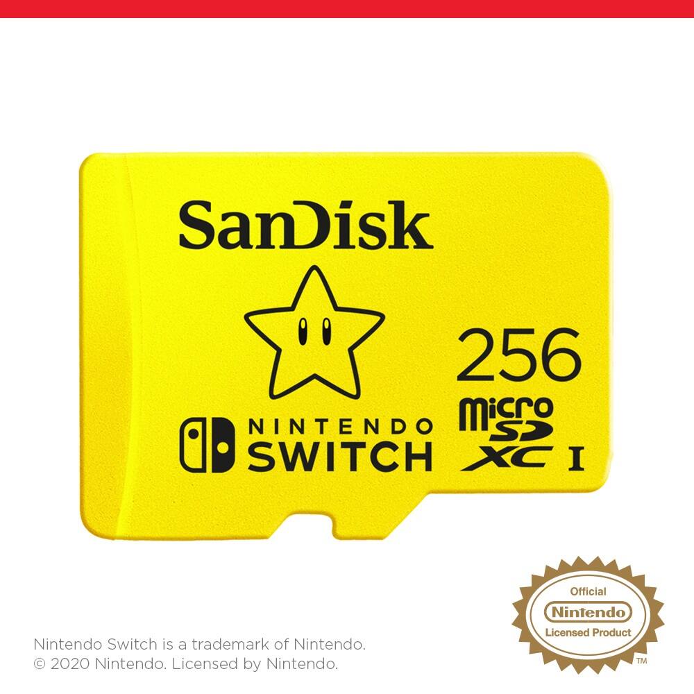 SanDisk 256 Nintendo Micro SD Switch XC I Nintendo Switch is a trademark of Nintendo. 2020 Nintendo. Licensed by Nintendo. Official Nintendo Licensed Product TM