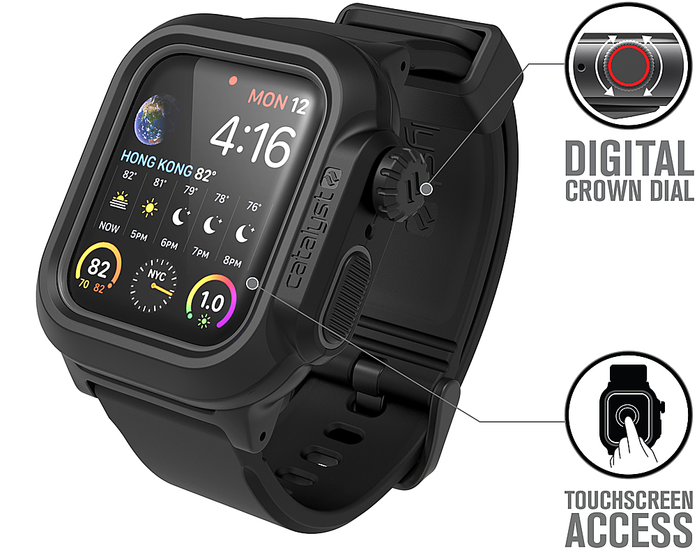 Left View: Catalyst - Protective Water-resistant Case for Apple Watch™ 40mm - Stealth Black