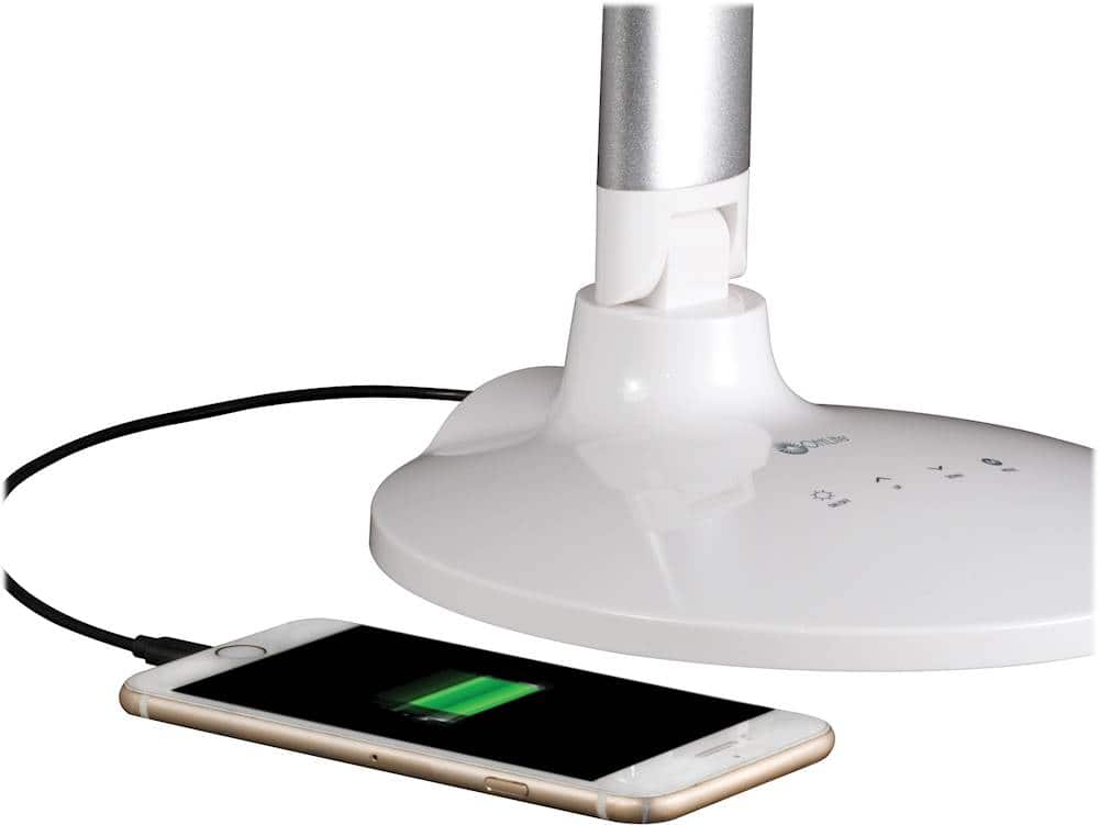 Alt View 13. OttLite - Command LED Desk Lamp with Amazon Alexa and Google Home Voice Assistant - Silver.