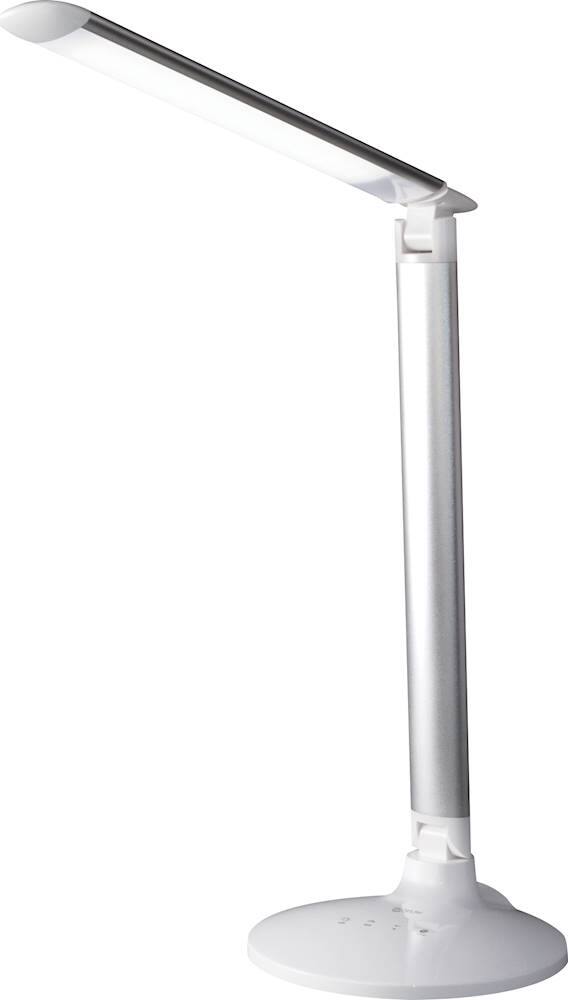 Left. OttLite - Command LED Desk Lamp with Amazon Alexa and Google Home Voice Assistant - Silver.