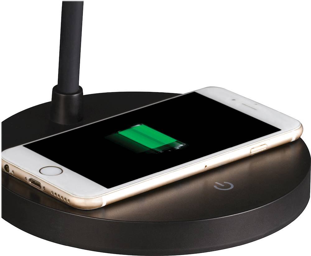 Alt View 15. OttLite - Shine LED Desk Lamp with Wireless Charging - Brown.