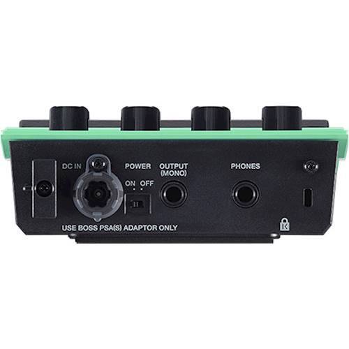 The text on the image reads: "DC IN POWER OUTPUT (MONO) ON OFF PHONES 1 USE BOSS PSA(S) ADAPTOR ONLY."