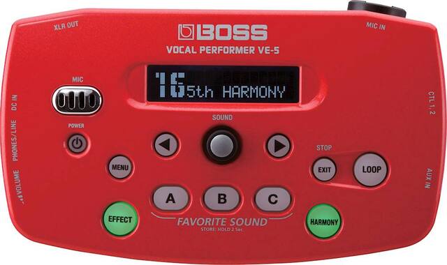 Front. BOSS Audio - VE-5 Vocal Effects Processor - Red.