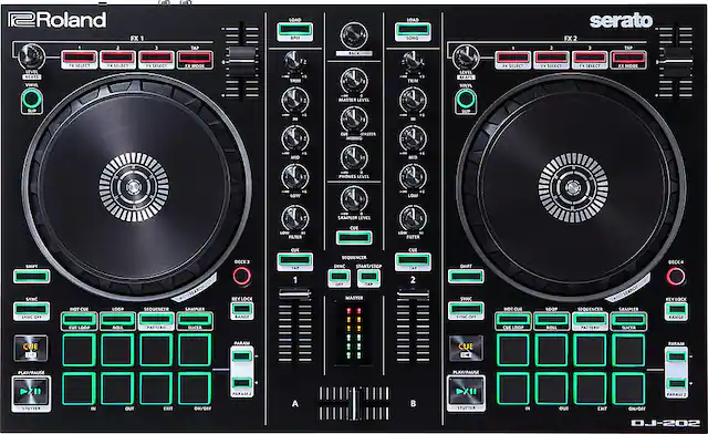 Front. Roland - Roland DJ-202 Serato Lite DJ Controller - Black.