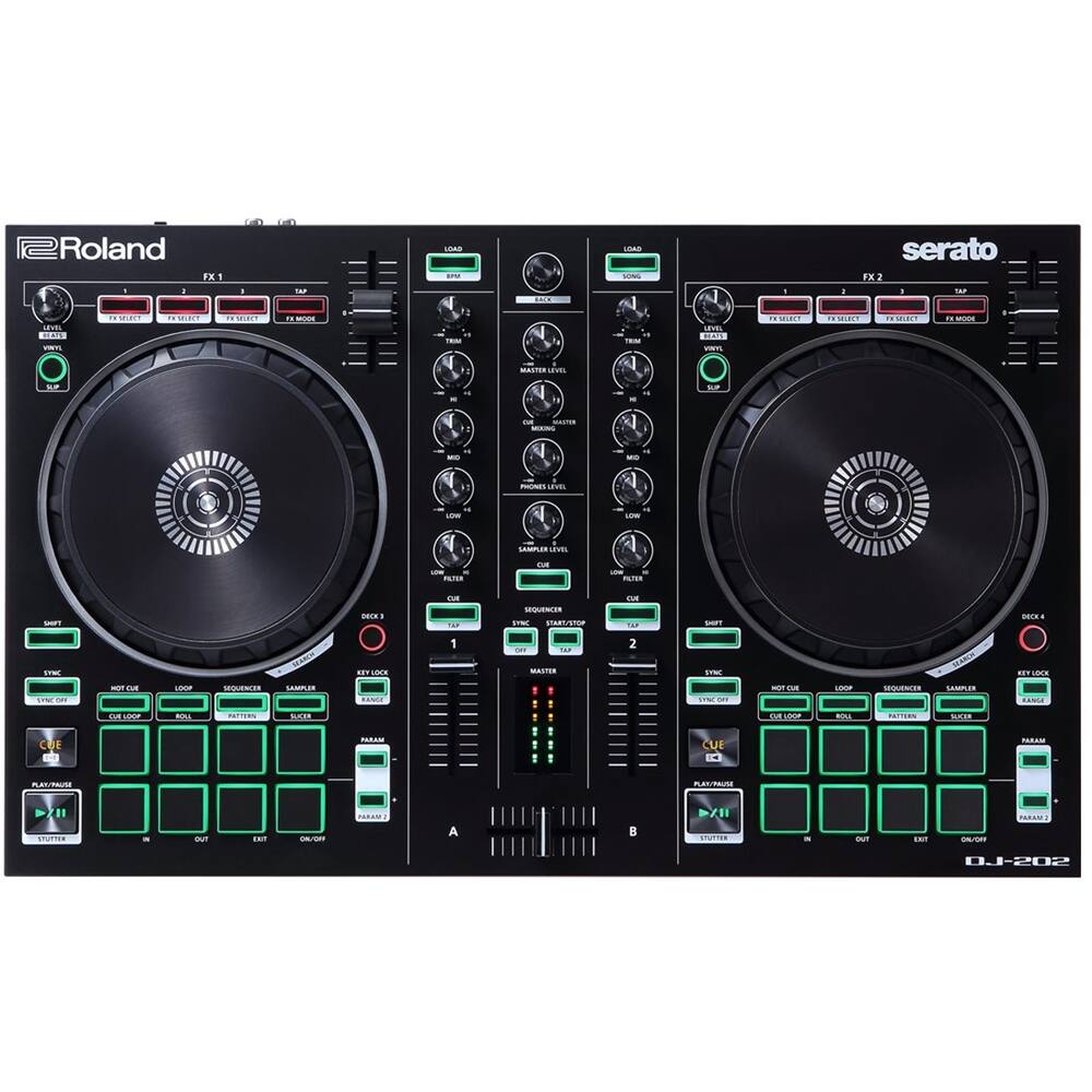 Roland DJ-202 【SeratoDJLite対応DJコントローラー】 Roland DJ 202 Serato Lite DJ Controller Black DJ-202 - Best Buy