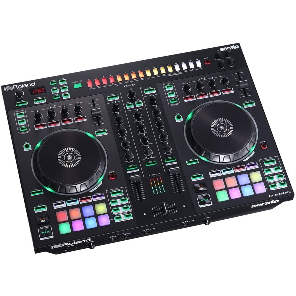 Left View: Roland - 2-Channel DJ Mixer - Black