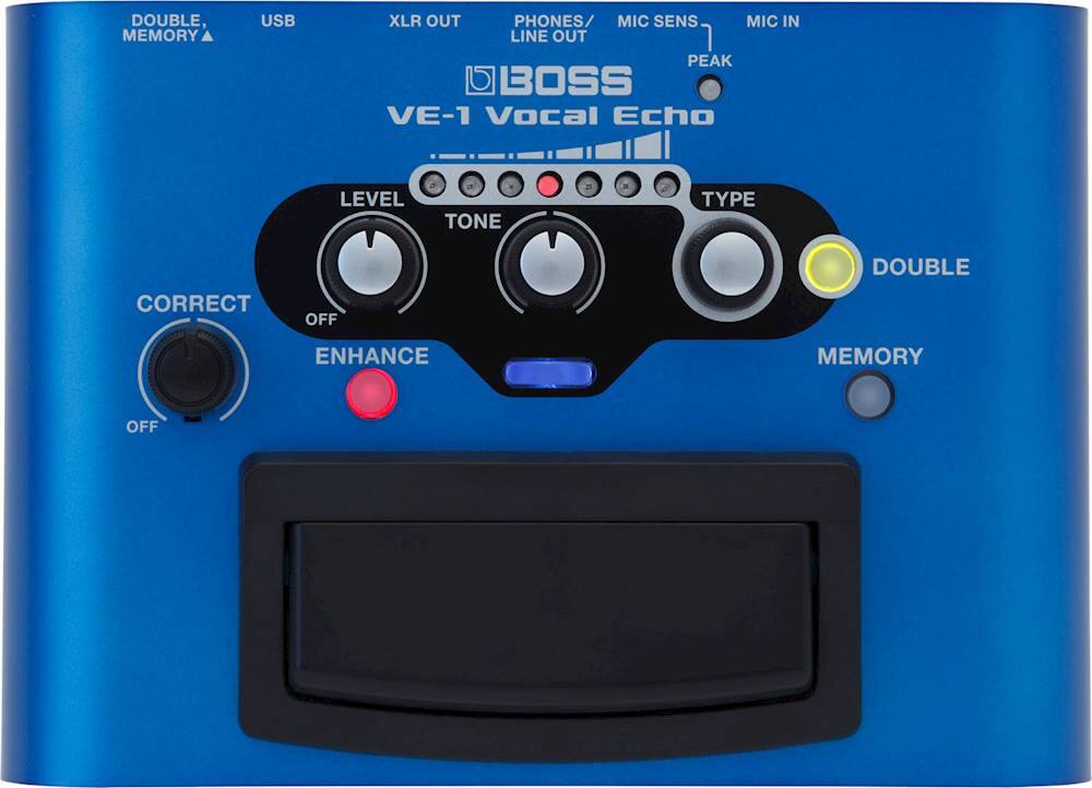 Front. BOSS Audio - VE-1 Vocal Echo Stompbox - Blue.