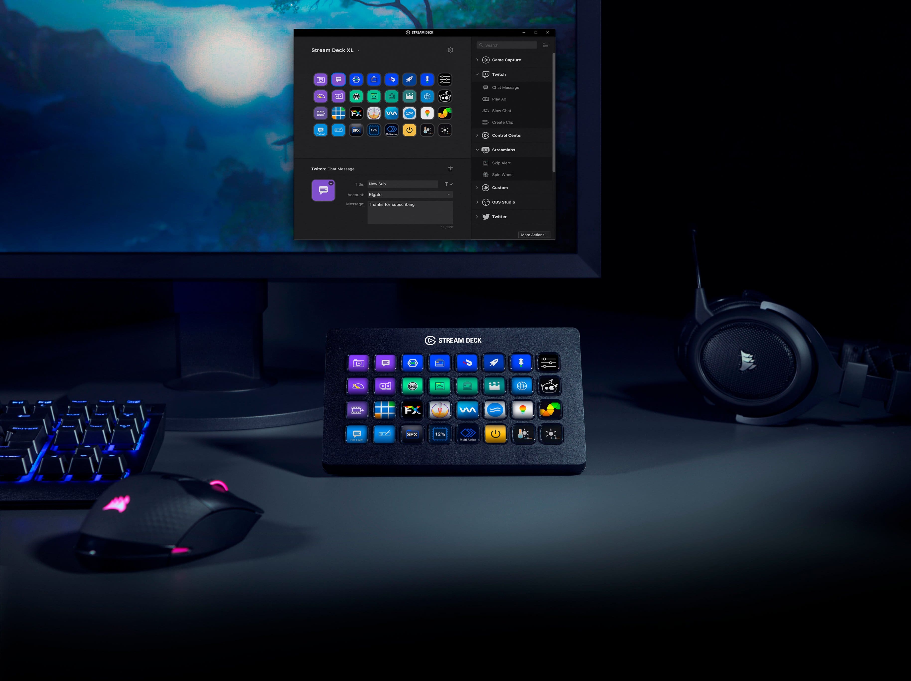 Alt View 13. Elgato - Stream Deck XL Wired Keypad with Back Lighting - Black.