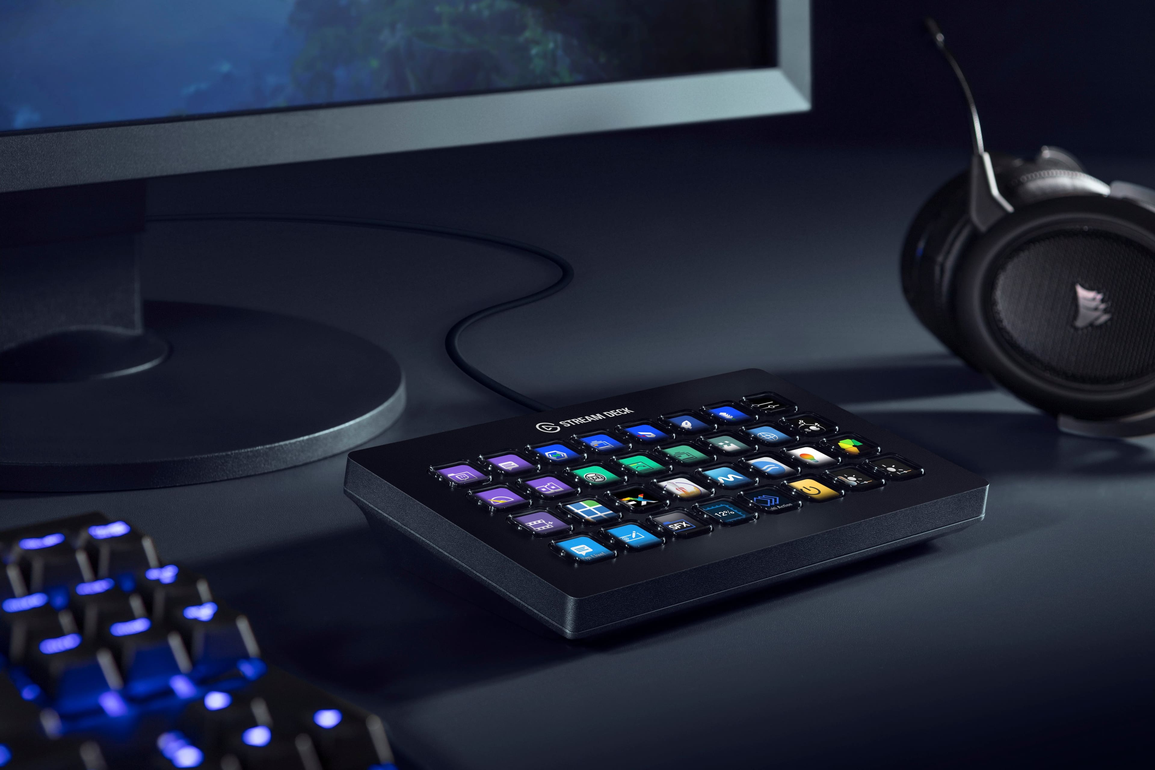 Alt View 14. Elgato - Stream Deck XL Wired Keypad with Back Lighting - Black.
