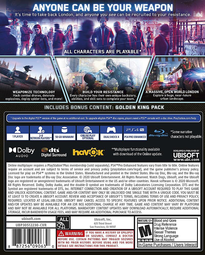 ting Final slack Watch Dogs: Legion Standard Edition PlayStation 4, PlayStation 5  UBP30512230 - Best Buy