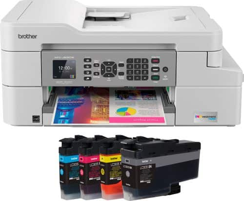 Brother - INKvestment Tank MFC-J805DWXL Wireless All-In-One Inkjet Printer - White