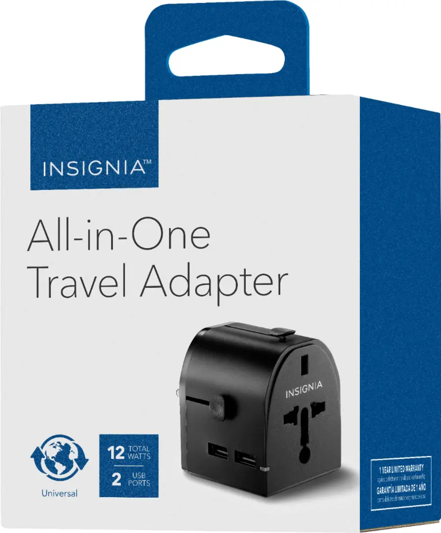 Alt View 15. Insignia™ - All-in-One Travel Adapter with 2 USB Ports - Black.