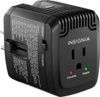 Insignia™ - All-in-One Travel Adapter and Converter with 2 USB Ports - Black - Front_Zoom