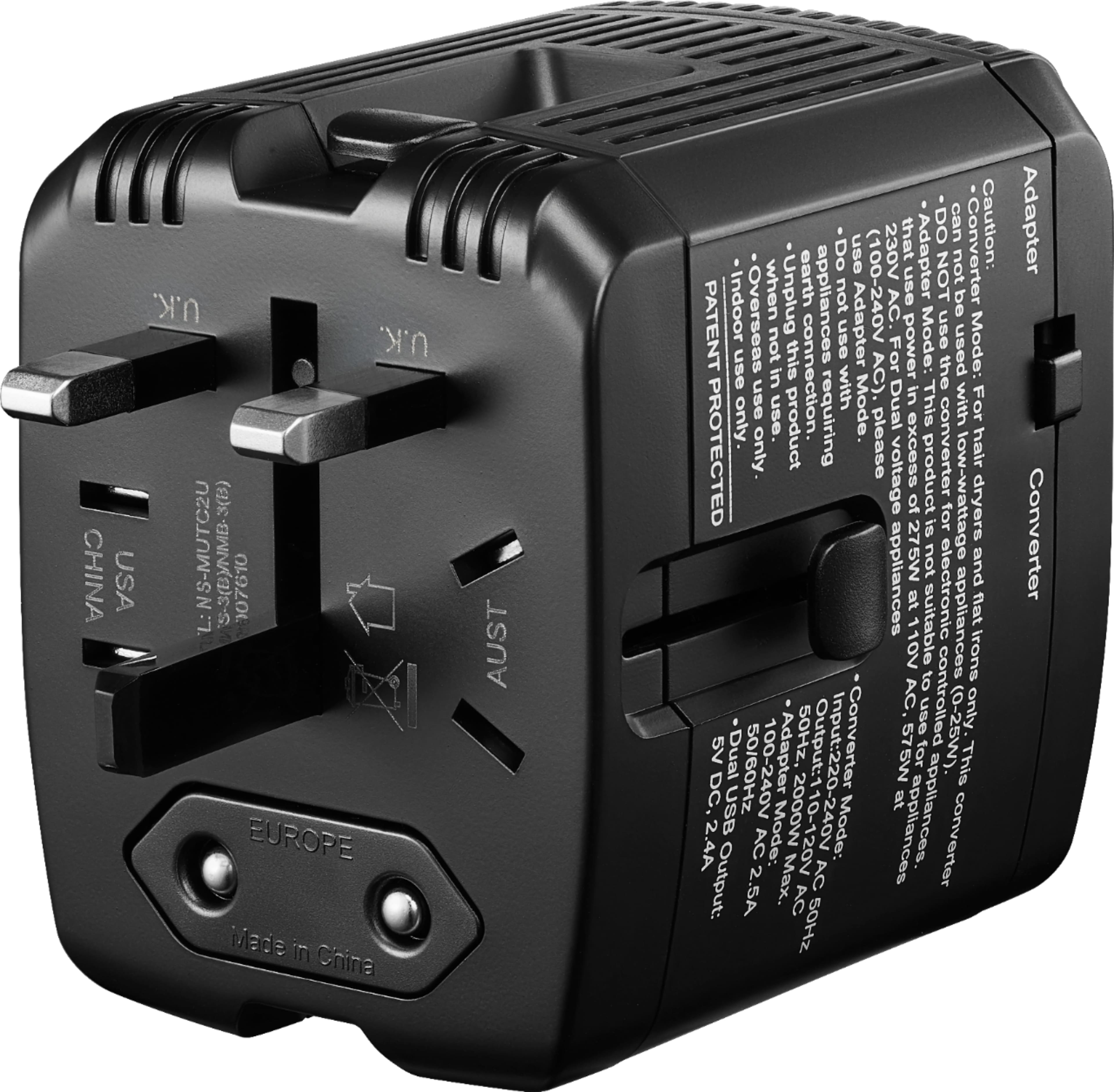 Alt View 11. Insignia™ - All-in-One Travel Adapter and Converter with 2 USB Ports - Black.