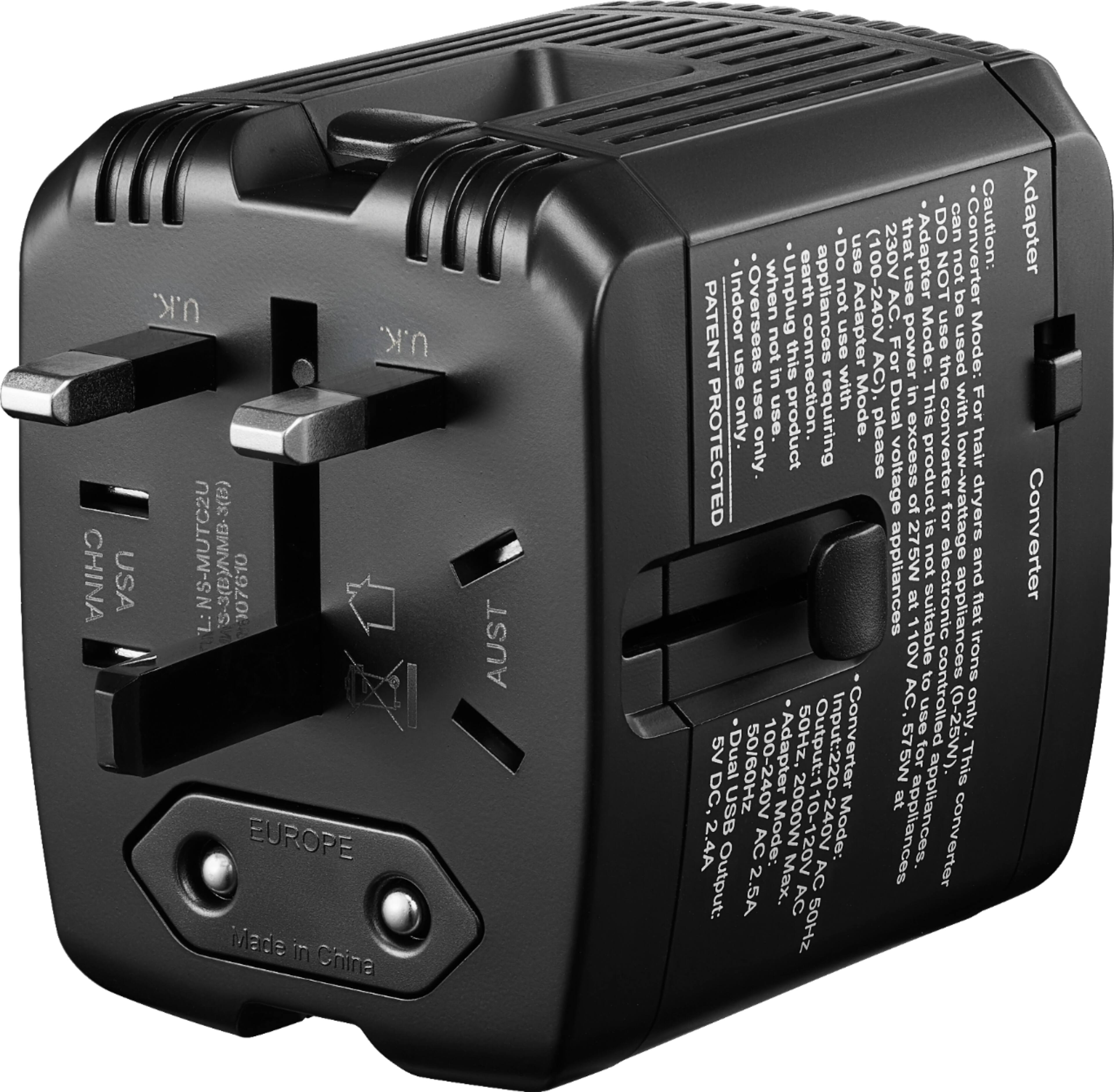 Alt View 11. Insignia™ - All-in-One Travel Adapter and Converter with 2 USB Ports - Black.
