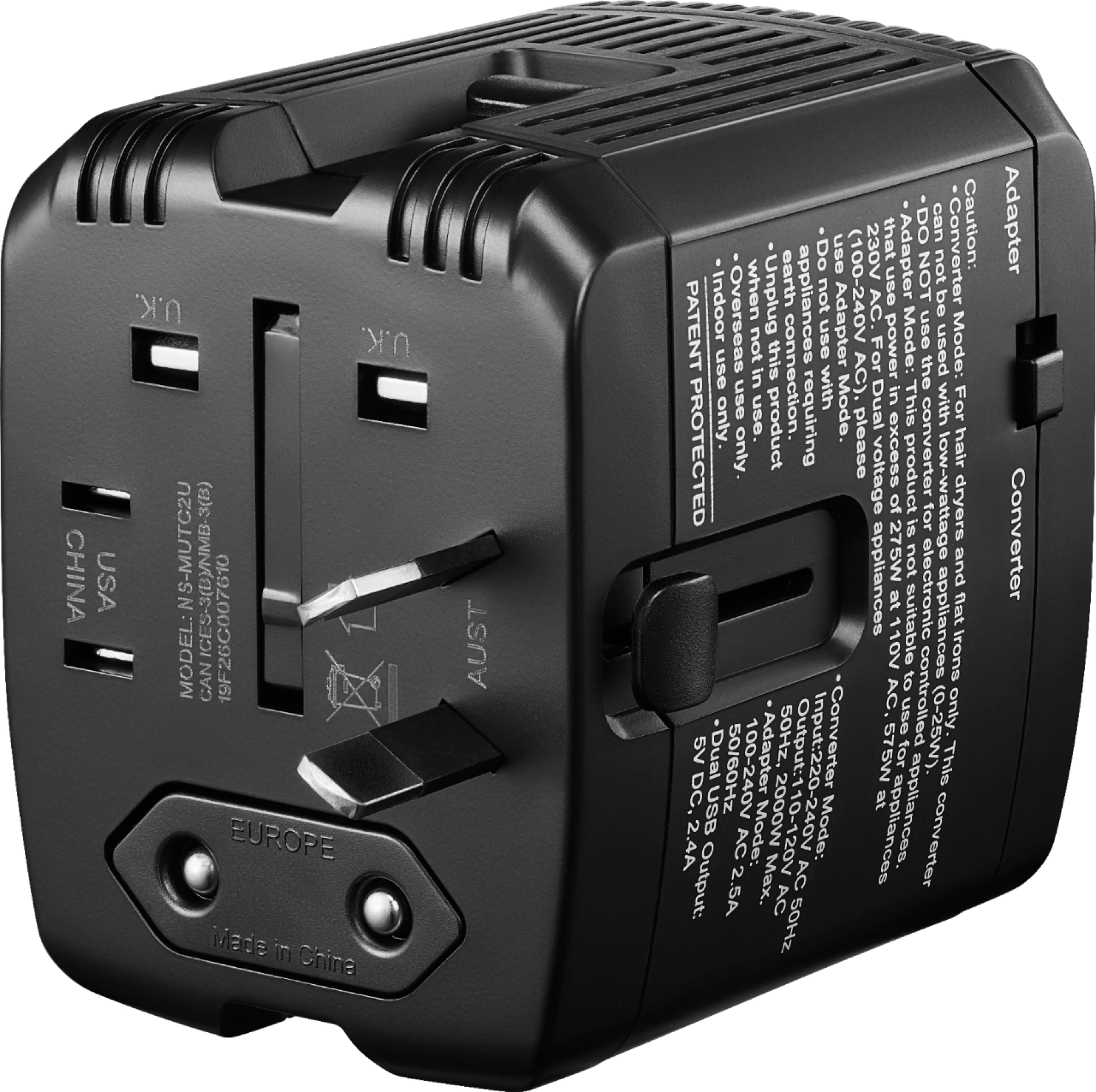 Alt View 13. Insignia™ - All-in-One Travel Adapter and Converter with 2 USB Ports - Black.