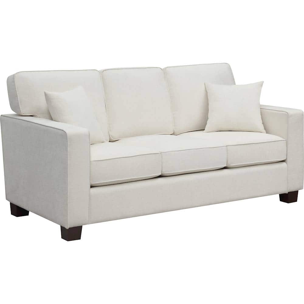Angle. OSP Home Furnishings - Russel 3 Seater Fabric Sofa - Ivory.