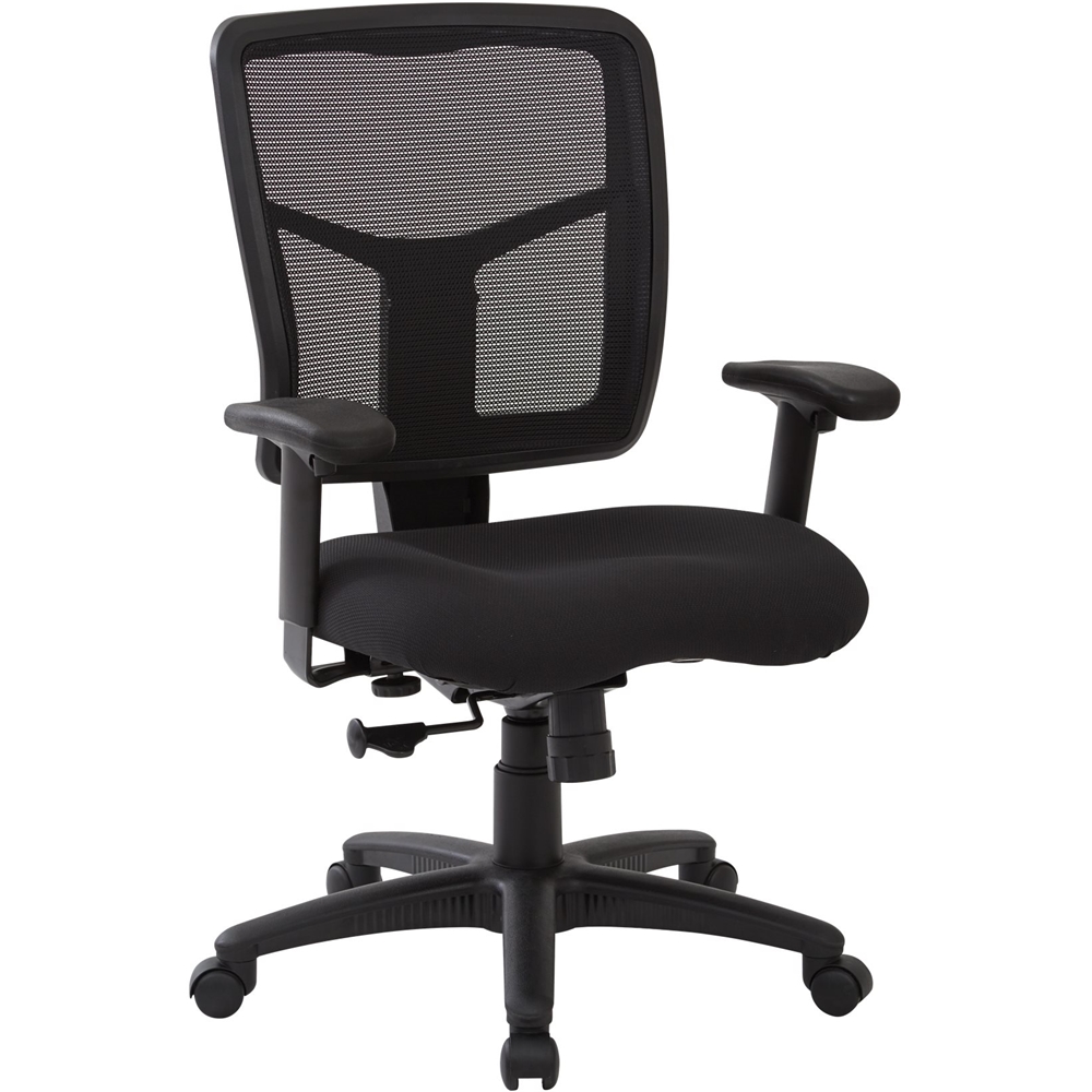 Left View: WorkSmart - SPX Series 5-Pointed Star Fabric Office Chair - Black