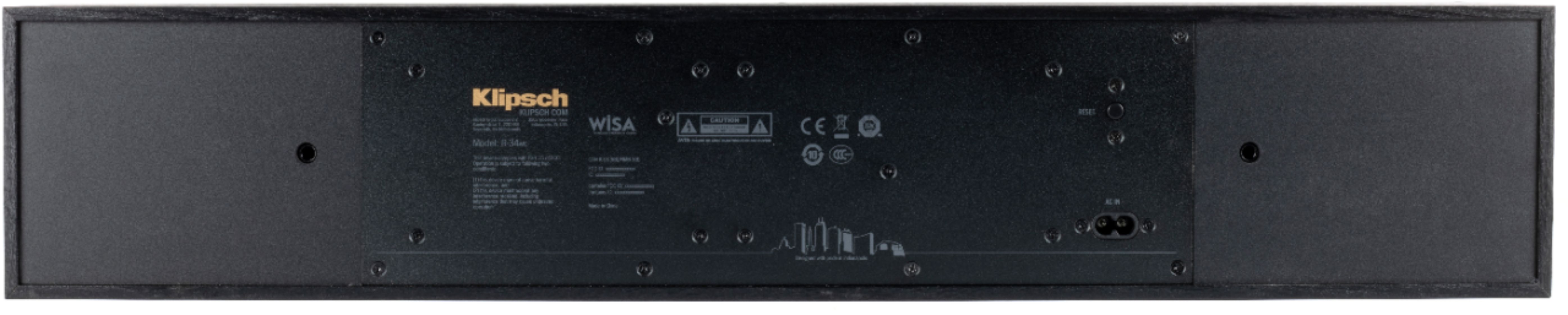 Back View: Klipsch - Reference WISA-Ready Wireless Series Quad 3-1/2" 160W Powered 2-Way Center-Channel Speaker - Black