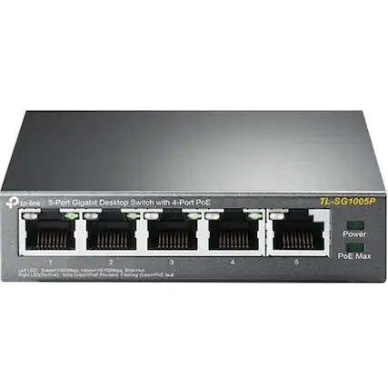 Front. TP-Link - 5-Port 10/100/1000 Gigabit Switch - Gray.