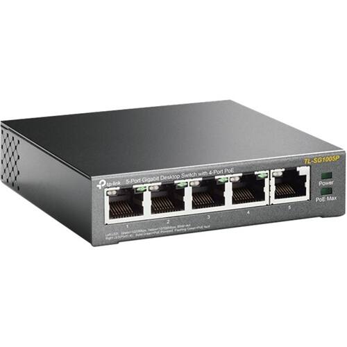 Left. TP-Link - 5-Port 10/100/1000 Gigabit Switch - Gray.