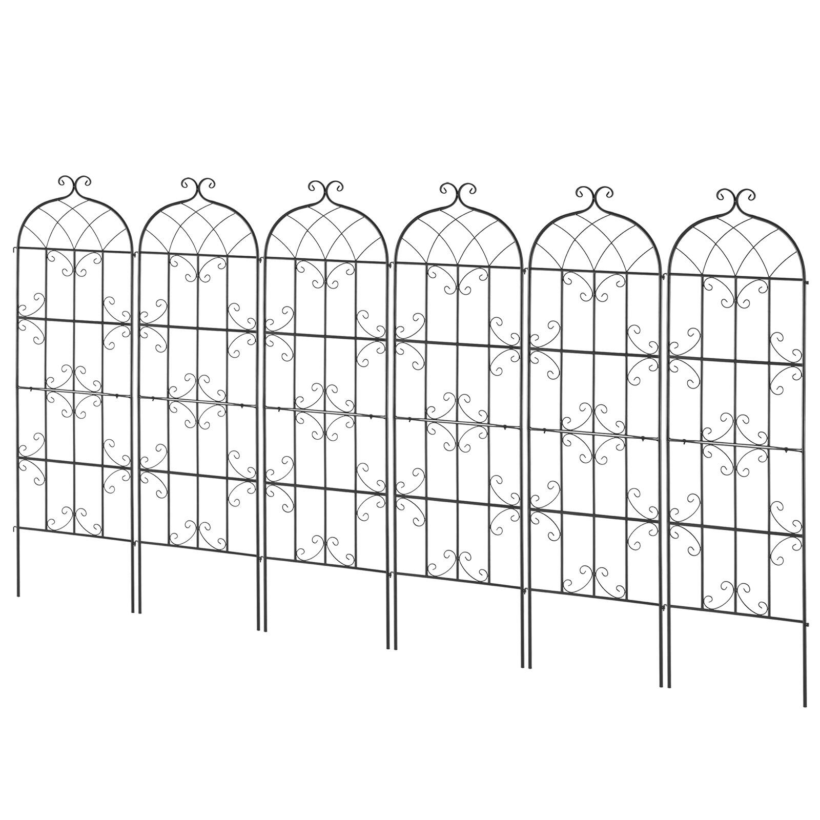 Alt View 5. VEVOR - Garden Trellis for Climbing Plants, 71 x 20 in, 6 Packs Rustproof Metal Garden Flower Trellis, Outdoor Climbing Trellis - Black.
