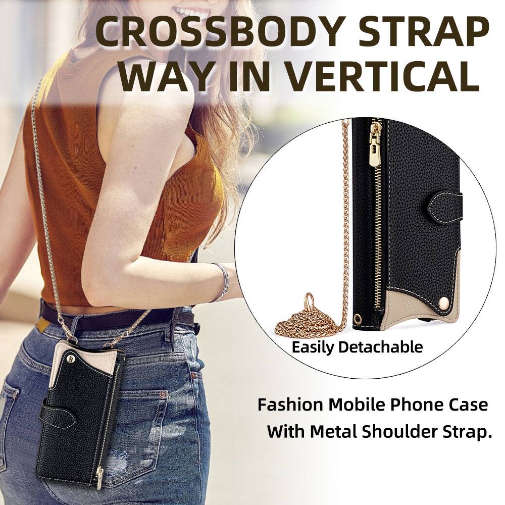 CROSSBODY STRAP WAY IN VERTICAL

Easily Detachable

Fashion Mobile Phone Case With Metal Shoulder Strap.
