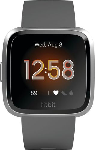 Fitbit - Versa Lite Edition Smartwatch - Silver with Charcoal Silicone Band