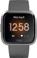 Fitbit - Versa Lite Edition Smartwatch - Silver with Charcoal Silicone Band - Front_Zoom