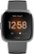 Front Zoom. Fitbit - Versa Lite Edition Smartwatch - Silver with Charcoal Silicone Band.