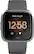 Front. Fitbit - Versa Lite Edition Smartwatch - Silver with Charcoal Silicone Band.