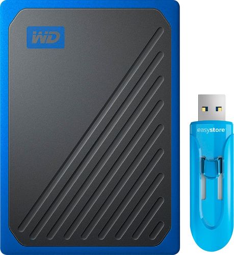 WD - 1TB My Passport Go Portable SSD + 64GB easystore USB Flash Drive Bundle - Black With Cobalt Trim