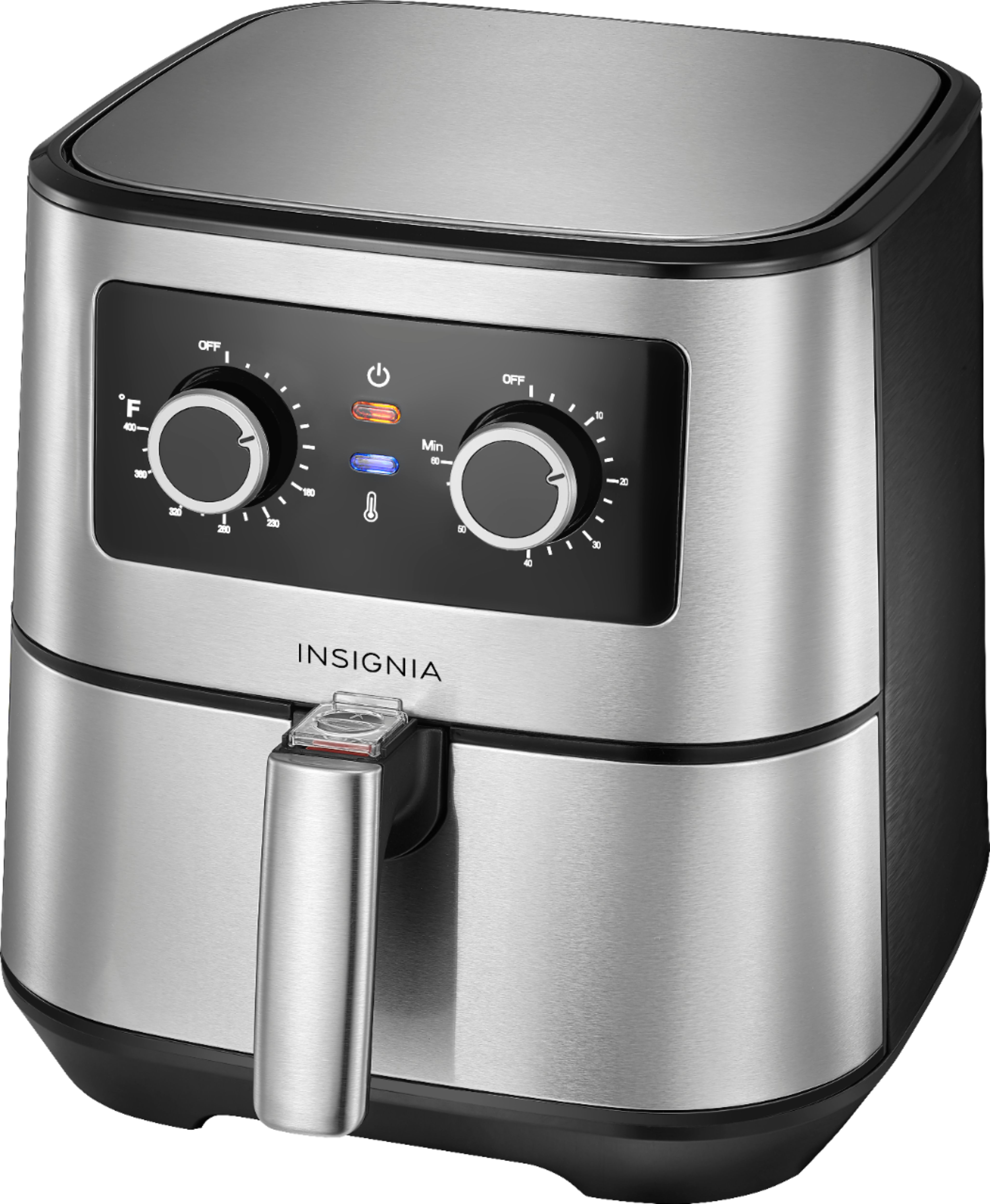 Left View: Insignia™ - 5-qt. Analog Air Fryer - Stainless Steel