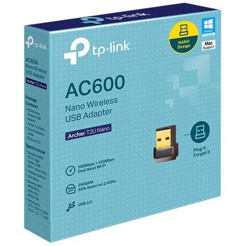 Left. TP-Link - Dual-Band Wireless-AC USB Network Adapter - Black.