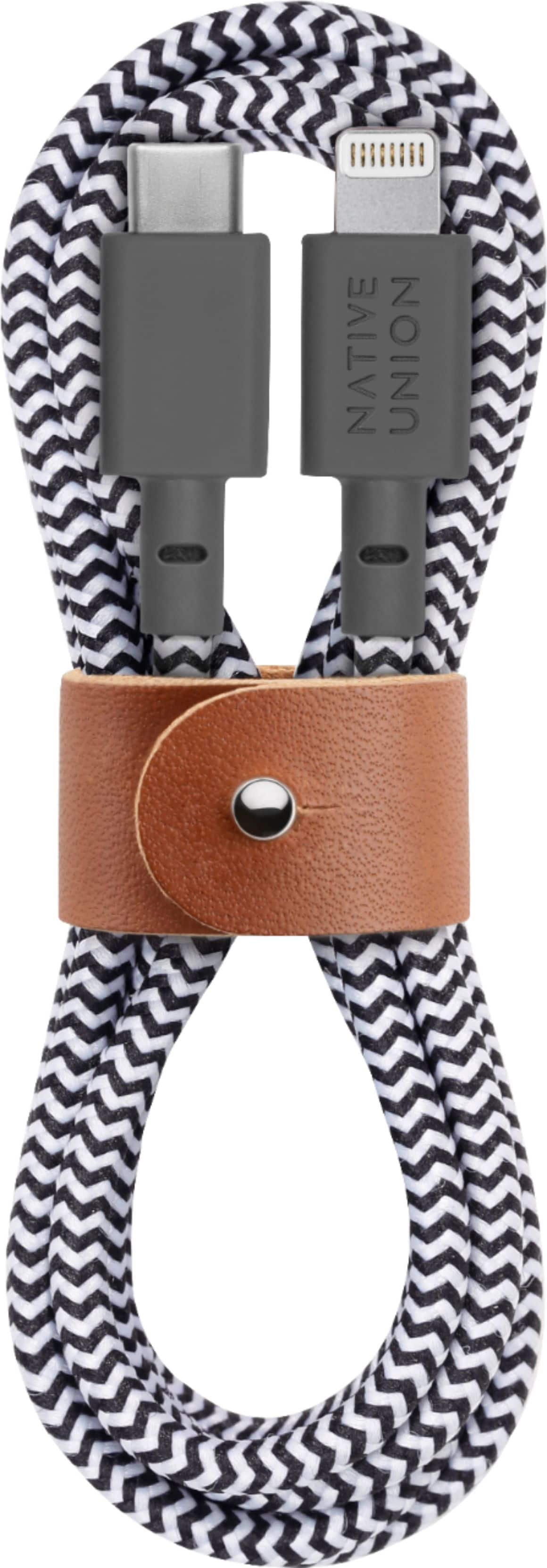 Native Union - 4' Fast Charging Lightning-to-USB Type C Cable - Zebra - Front_Zoom