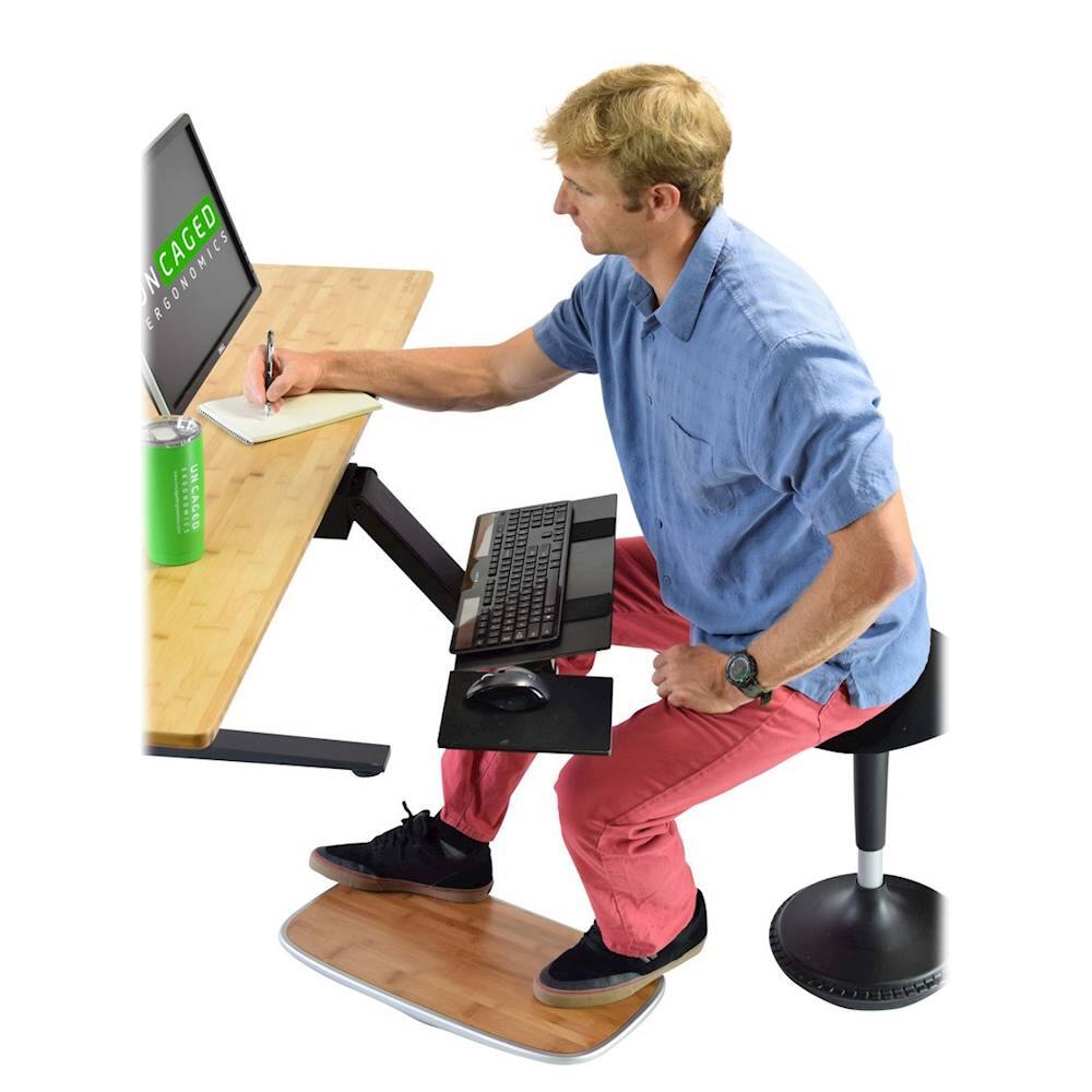 Alt View 12. Uncaged Ergonomics - BASE+ Active Standing Desk Balance Board - Silver/Bamboo.