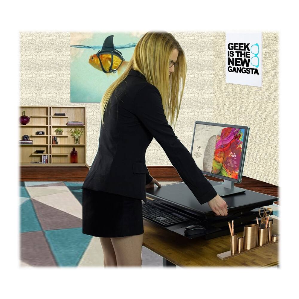 Alt View 13. Uncaged Ergonomics - CHANGEdesk Laminate Standing Desk Converter With Adjustable Height - Black.