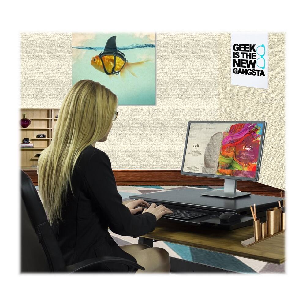 Alt View 14. Uncaged Ergonomics - CHANGEdesk Laminate Standing Desk Converter With Adjustable Height - Black.